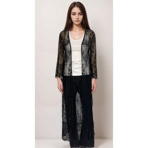 Charlotte Russe Kimono Sz S Black Lace Whimsigoth Dark Fairy Cosplay Full Length